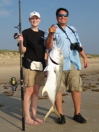 Erin and Leonardo Salazer of Austin with her first ever 25 1/2 pound Jack Crevalle